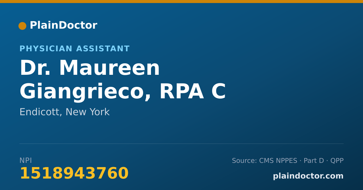 Shareable card for Maureen Giangrieco, RPA C - Physician Assistant, Endicott, NY