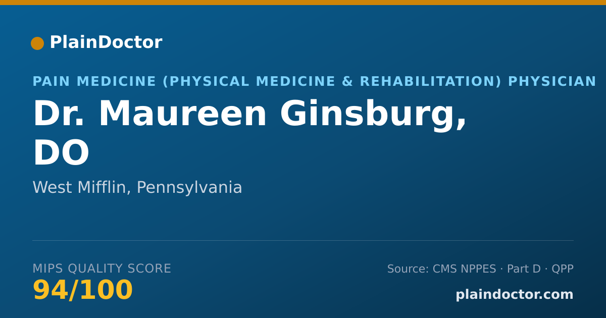 Shareable card for Maureen Ginsburg, DO - Pain Medicine (Physical Medicine & Rehabilitation) Physician, West Mifflin, PA