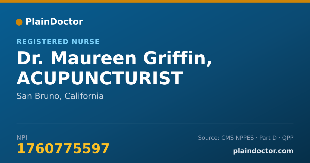 Shareable card for Maureen Griffin, ACUPUNCTURIST - Registered Nurse, San Bruno, CA