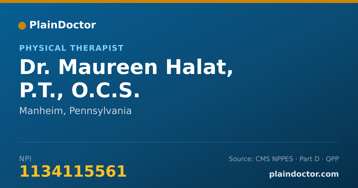 Shareable card for Maureen Halat, P.T., O.C.S. - Physical Therapist, Manheim, PA