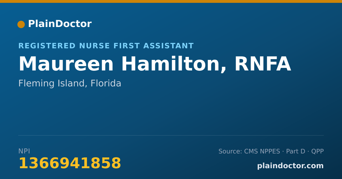 Shareable card for Maureen Hamilton, RNFA - Registered Nurse First Assistant, Fleming Island, FL
