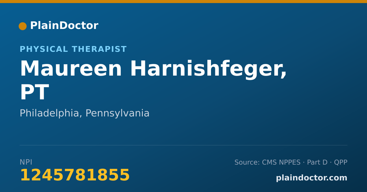 Shareable card for Maureen Harnishfeger, PT - Physical Therapist, Philadelphia, PA