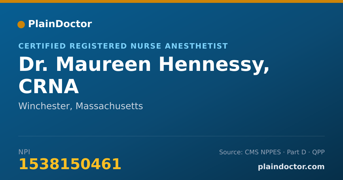 Shareable card for Maureen Hennessy, CRNA - Certified Registered Nurse Anesthetist, Winchester, MA