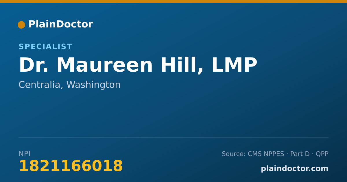 Shareable card for Maureen Hill, LMP - Specialist, Centralia, WA