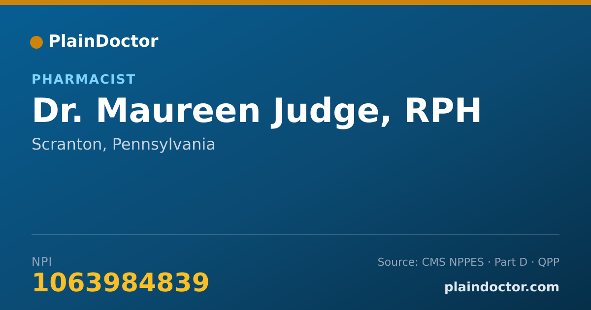 Shareable card for Maureen Judge, RPH - Pharmacist, Scranton, PA