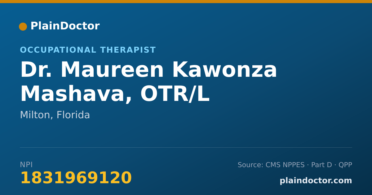Shareable card for Maureen Kawonza Mashava, OTR/L - Occupational Therapist, Milton, FL