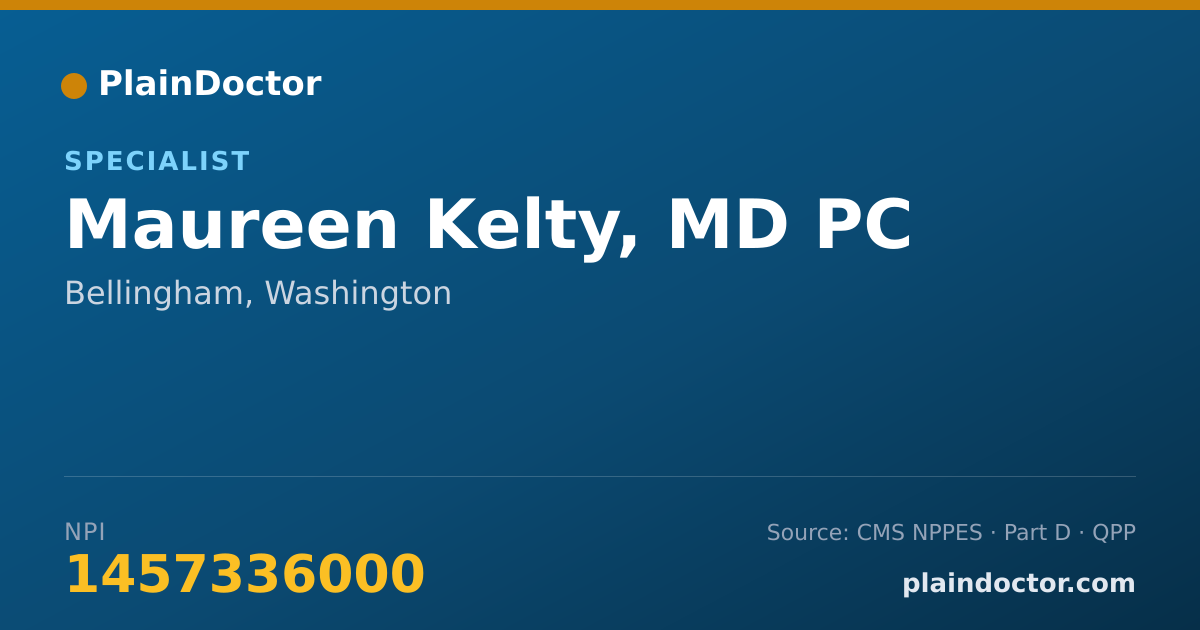 Shareable card for Maureen Kelty, MD  PC - Specialist, Bellingham, WA