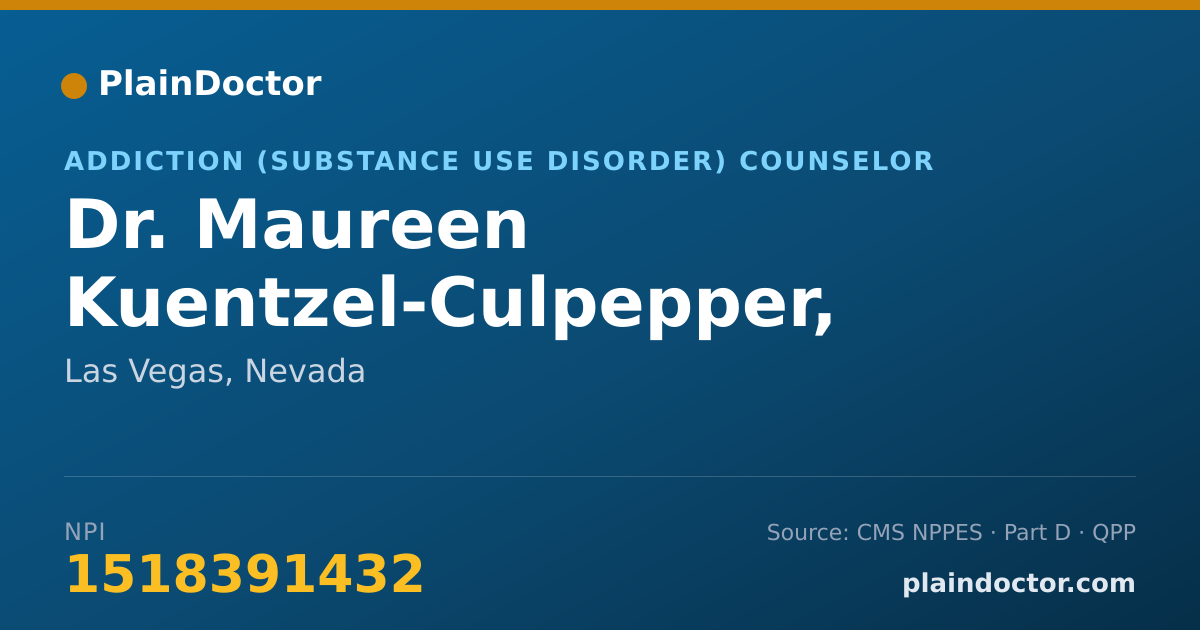 Shareable card for Maureen Kuentzel-Culpepper, B.S., QMHA - Addiction (Substance Use Disorder) Counselor, Las Vegas, NV