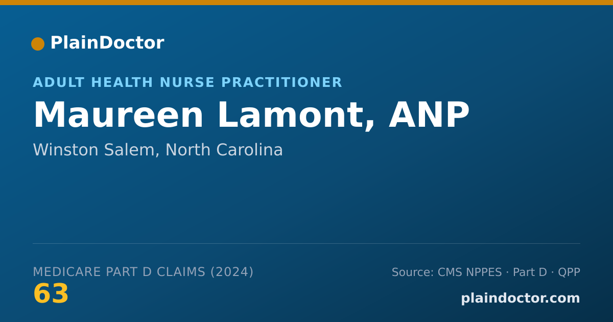 Shareable card for Maureen Lamont, ANP - Adult Health Nurse Practitioner, Winston Salem, NC