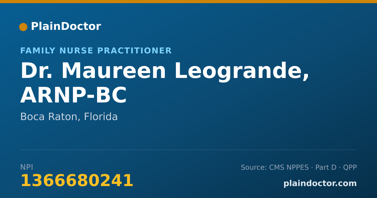 Shareable card for Maureen Leogrande, ARNP-BC - Family Nurse Practitioner, Boca Raton, FL
