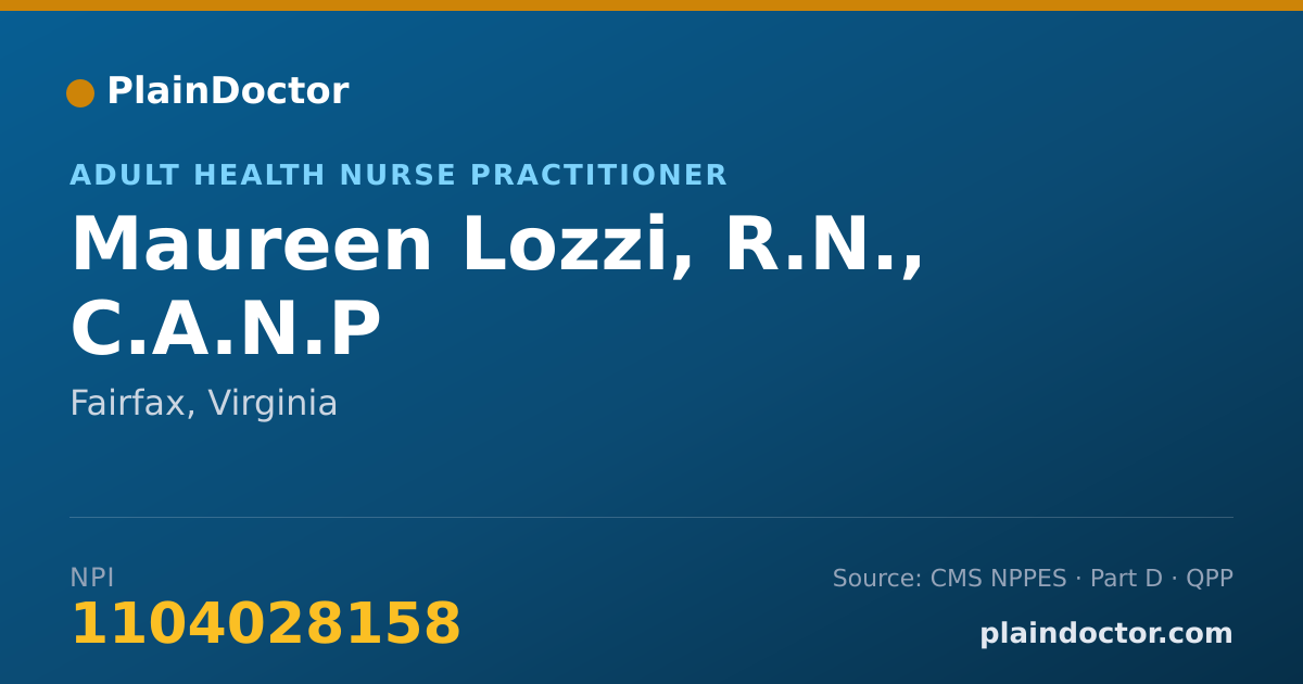 Shareable card for Maureen Lozzi, R.N., C.A.N.P - Adult Health Nurse Practitioner, Fairfax, VA