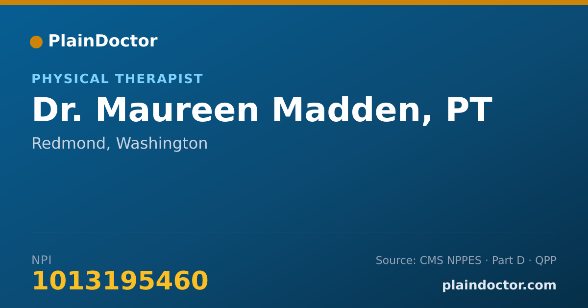 Shareable card for Maureen Madden, PT - Physical Therapist, Redmond, WA