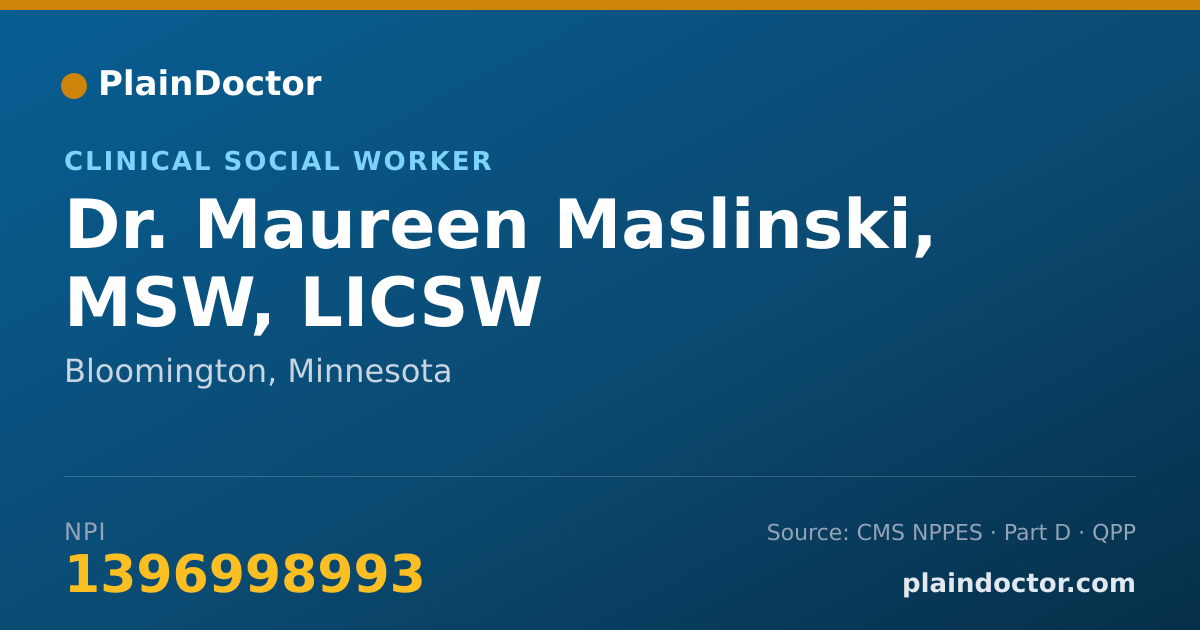 Shareable card for Maureen Maslinski, MSW, LICSW - Clinical Social Worker, Bloomington, MN