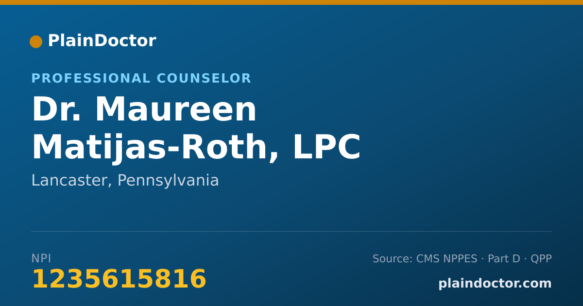 Shareable card for Maureen Matijas-Roth, LPC - Professional Counselor, Lancaster, PA