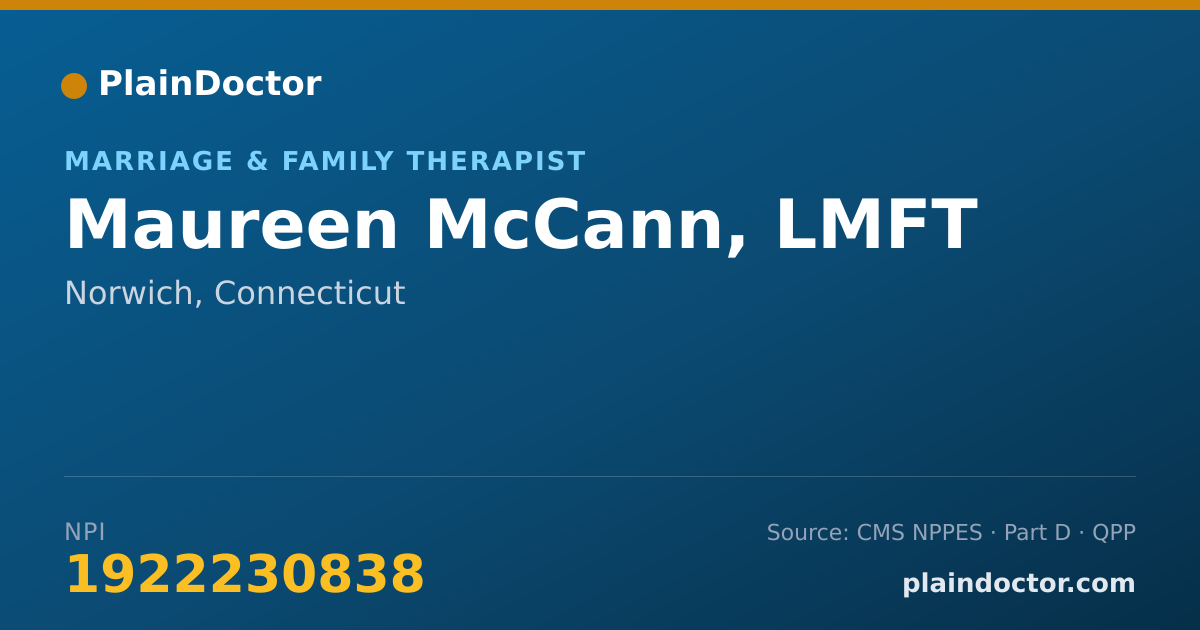 Shareable card for Maureen McCann, LMFT - Marriage & Family Therapist, Norwich, CT
