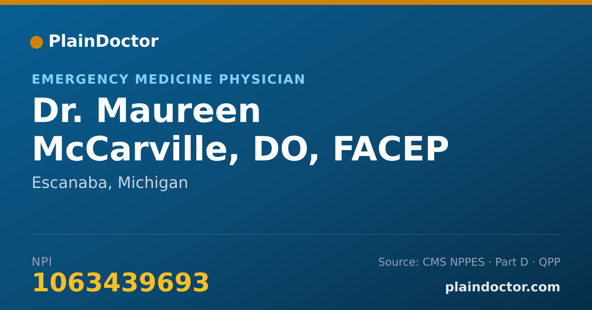Shareable card for Maureen McCarville, DO, FACEP - Emergency Medicine Physician, Escanaba, MI