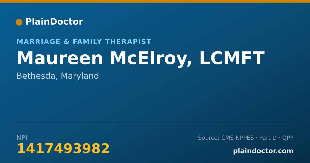 Shareable card for Maureen McElroy, LCMFT - Marriage & Family Therapist, Bethesda, MD