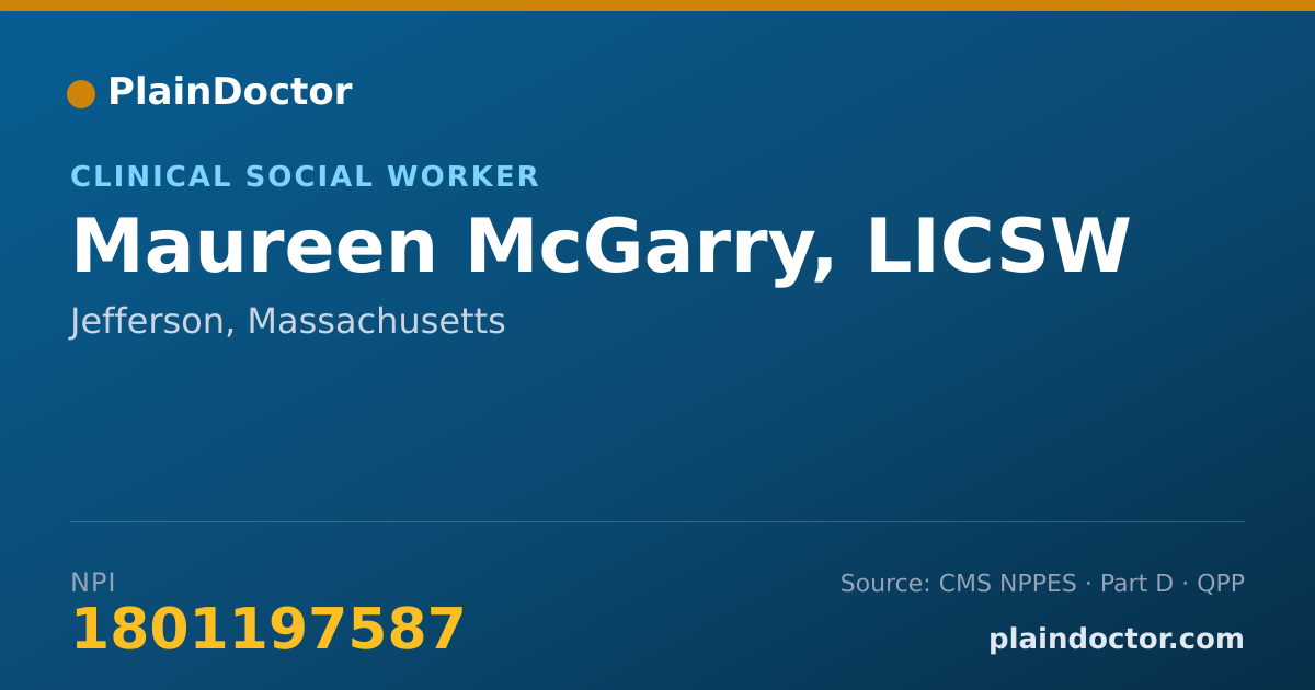 Shareable card for Maureen McGarry, LICSW - Clinical Social Worker, Jefferson, MA
