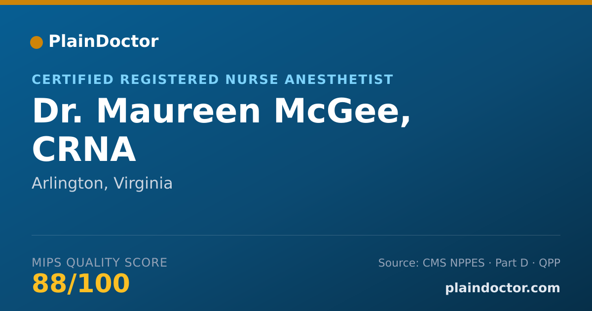 Shareable card for Maureen McGee, CRNA - Certified Registered Nurse Anesthetist, Arlington, VA