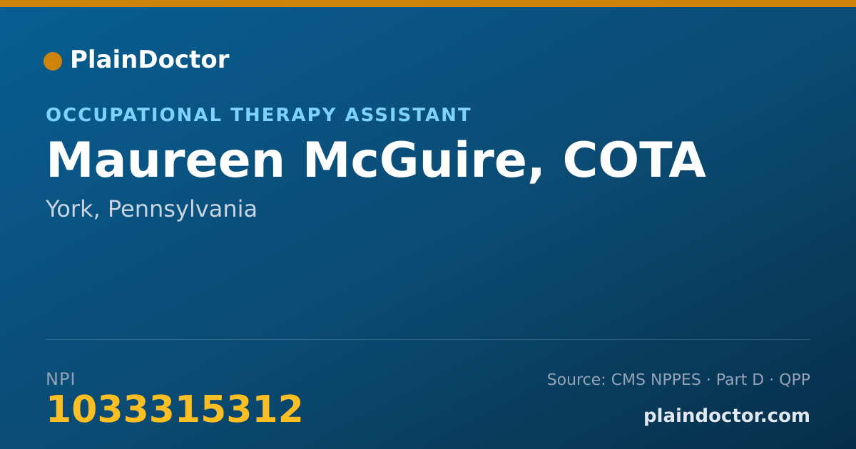 Shareable card for Maureen McGuire, COTA - Occupational Therapy Assistant, York, PA
