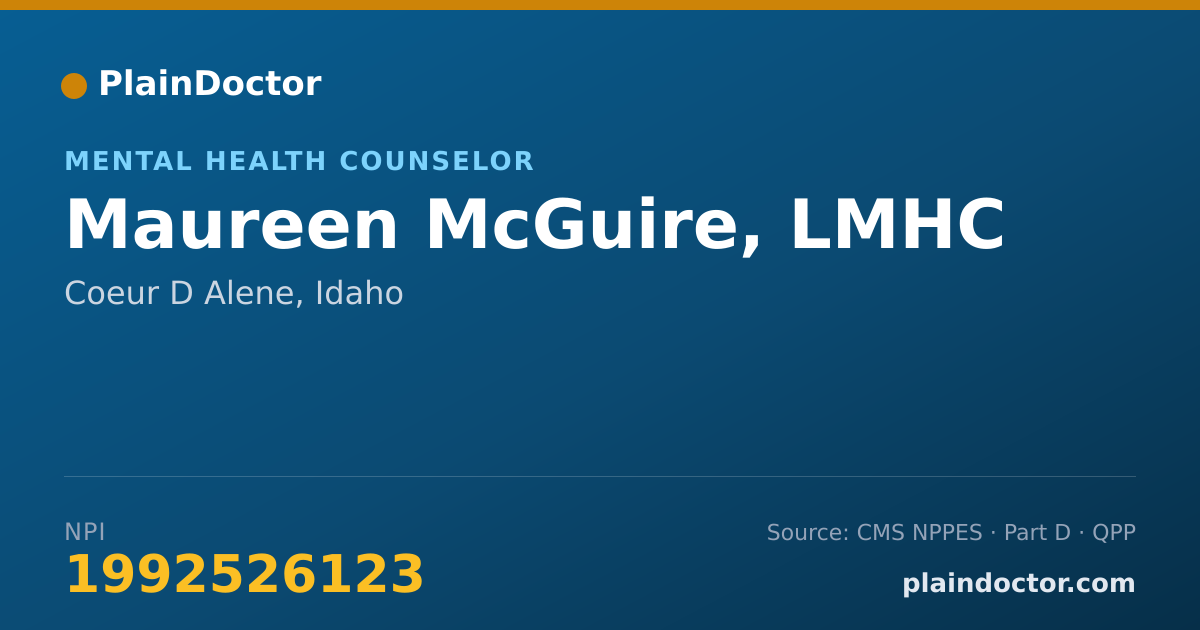 Shareable card for Maureen McGuire, LMHC - Mental Health Counselor, Coeur D Alene, ID