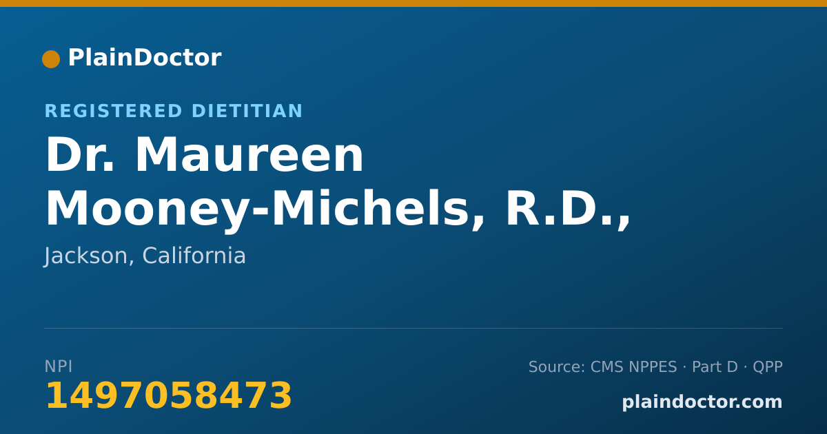Shareable card for Maureen Mooney-Michels, R.D., C.D.E. - Registered Dietitian, Jackson, CA