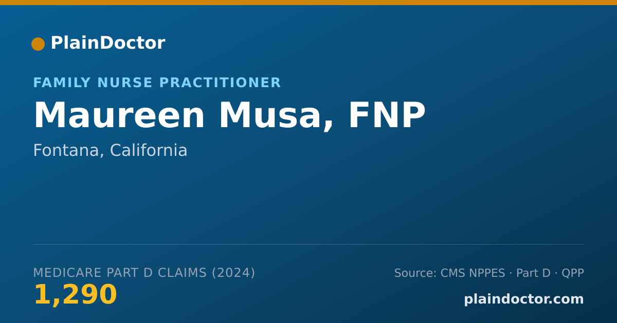 Shareable card for Maureen Musa, FNP - Family Nurse Practitioner, Fontana, CA