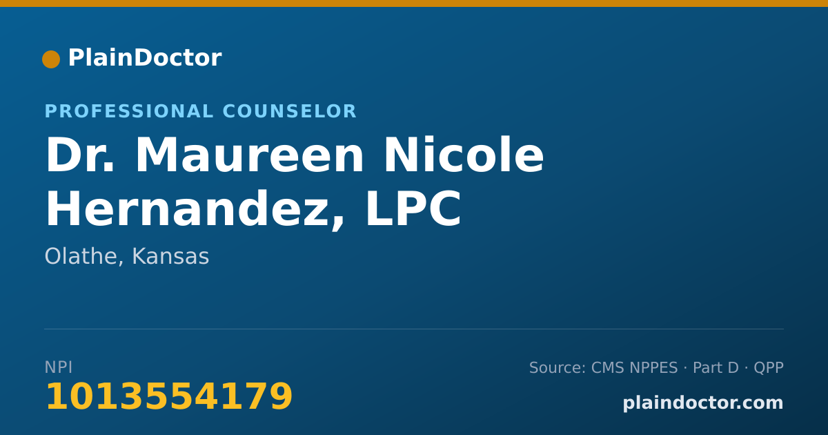 Shareable card for Maureen Nicole Hernandez, LPC - Professional Counselor, Olathe, KS