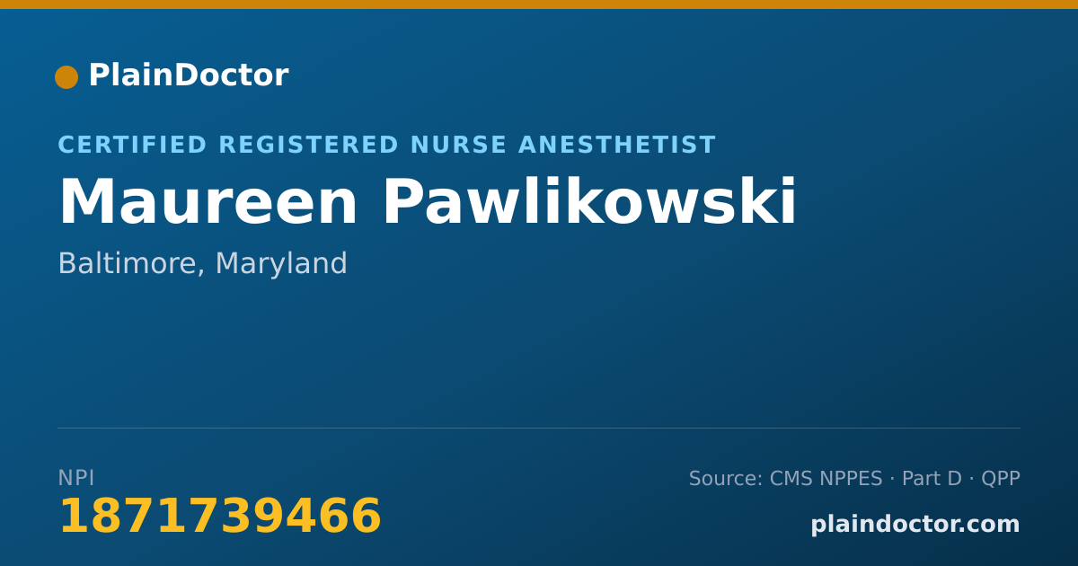 Shareable card for Maureen Pawlikowski - Certified Registered Nurse Anesthetist, Baltimore, MD