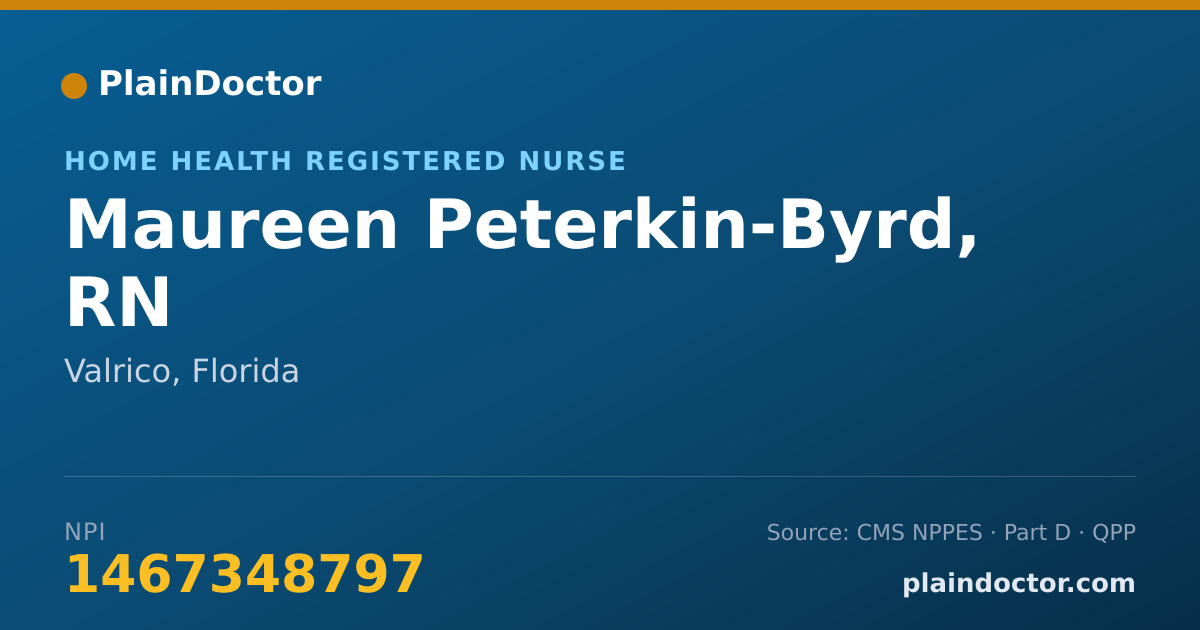 Shareable card for Maureen Peterkin-Byrd, RN - Home Health Registered Nurse, Valrico, FL