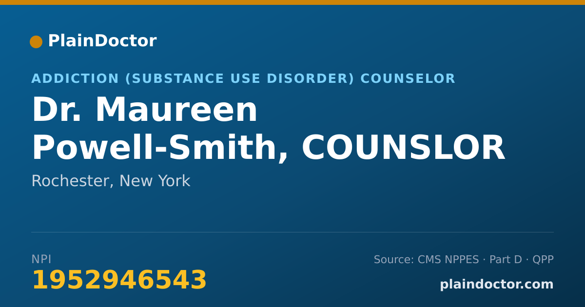 Shareable card for Maureen Powell-Smith, COUNSLOR - Addiction (Substance Use Disorder) Counselor, Rochester, NY