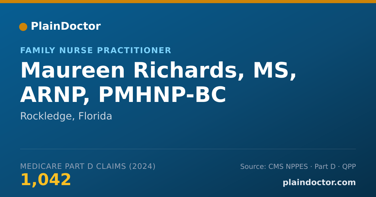 Shareable card for Maureen Richards, MS, ARNP, PMHNP-BC - Family Nurse Practitioner, Rockledge, FL