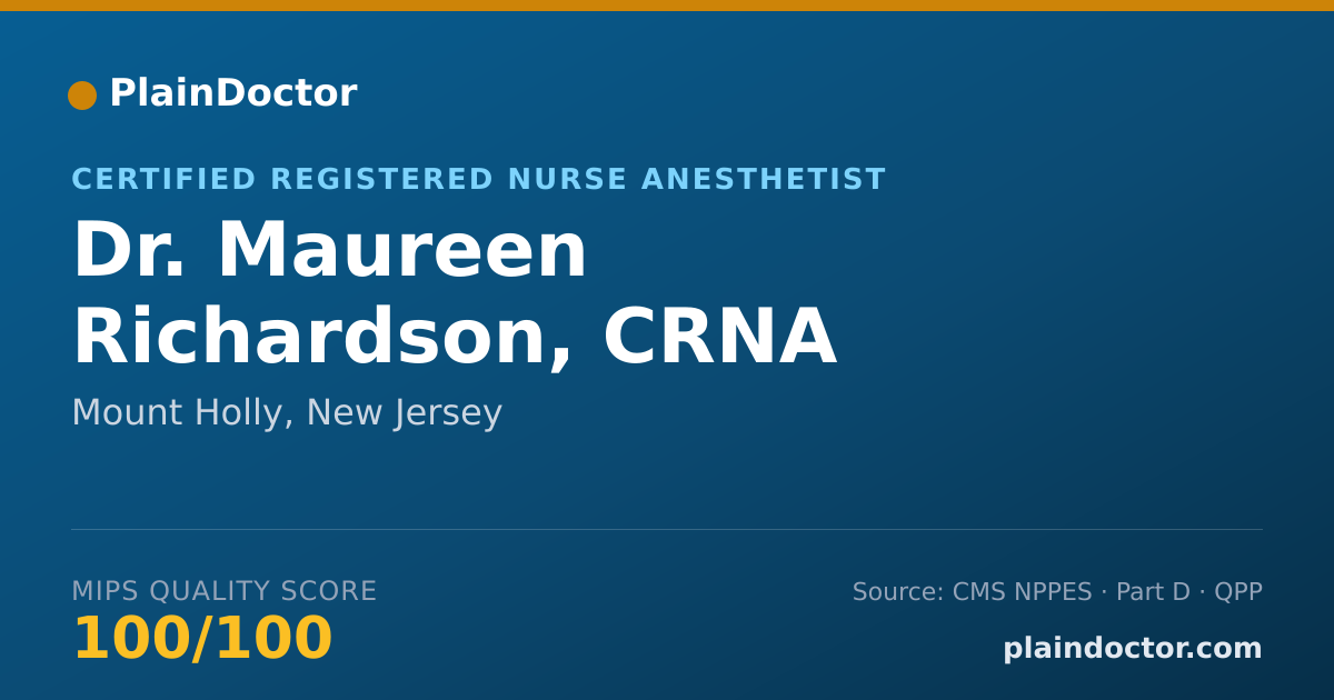Shareable card for Maureen Richardson, CRNA - Certified Registered Nurse Anesthetist, Mount Holly, NJ