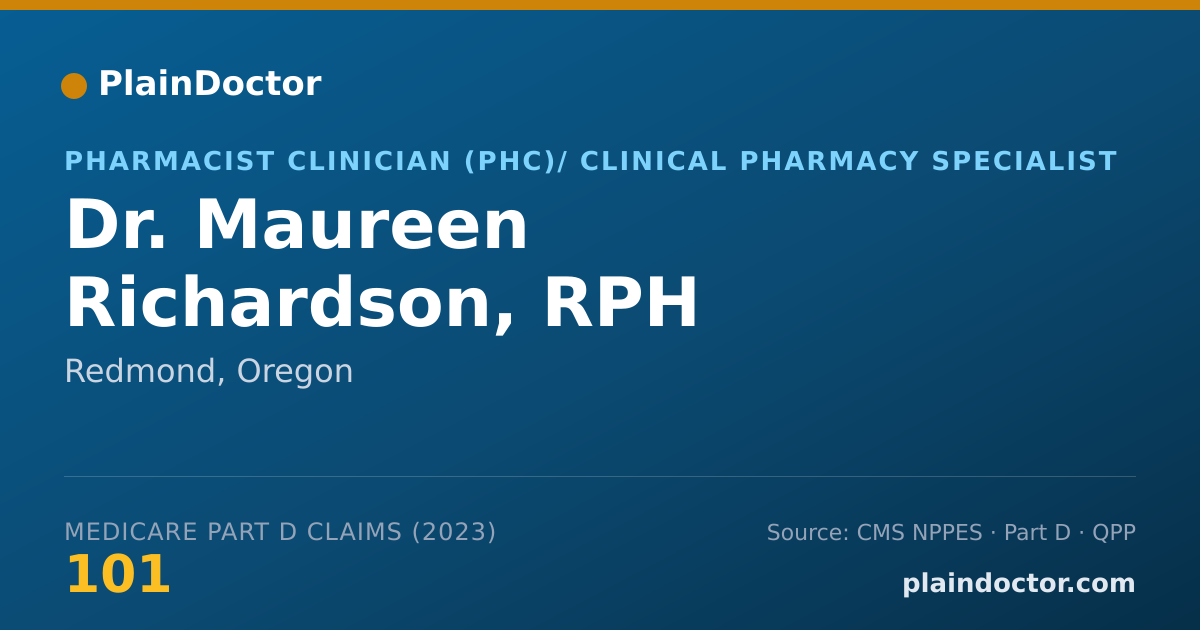 Shareable card for Maureen Richardson, RPH - Pharmacist Clinician (PhC)/ Clinical Pharmacy Specialist, Redmond, OR