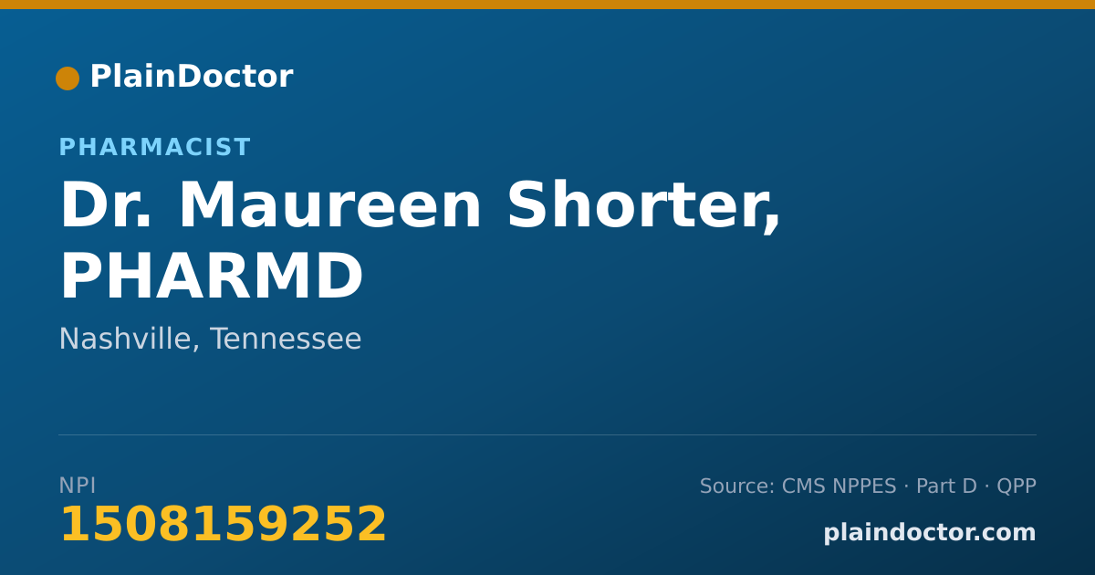Shareable card for Maureen Shorter, PHARMD - Pharmacist, Nashville, TN