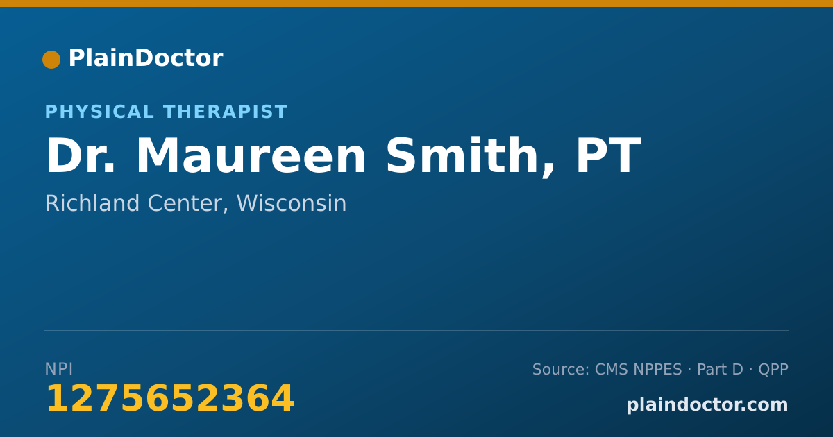 Shareable card for Maureen Smith, PT - Physical Therapist, Richland Center, WI