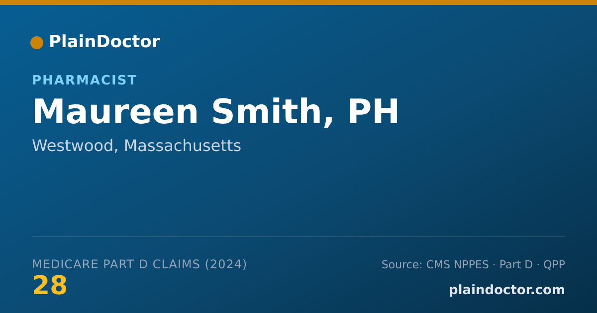 Shareable card for Maureen Smith, PH - Pharmacist, Westwood, MA