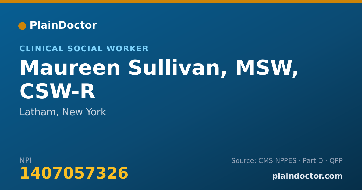 Shareable card for Maureen Sullivan, MSW, CSW-R - Clinical Social Worker, Latham, NY