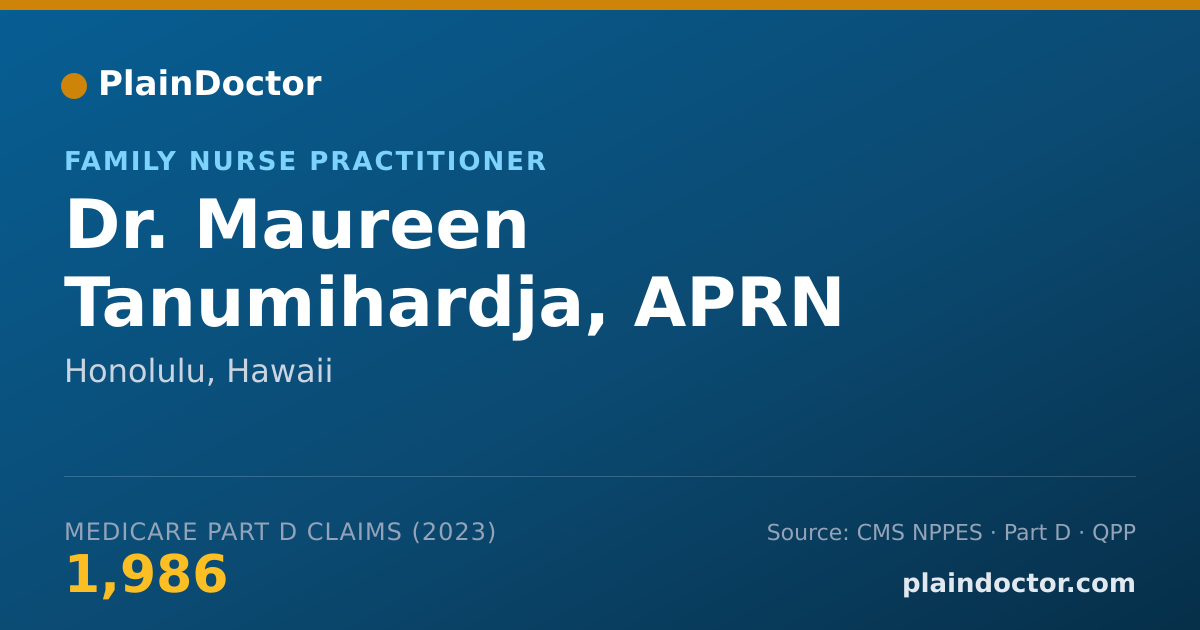 Shareable card for Maureen Tanumihardja, APRN - Family Nurse Practitioner, Honolulu, HI
