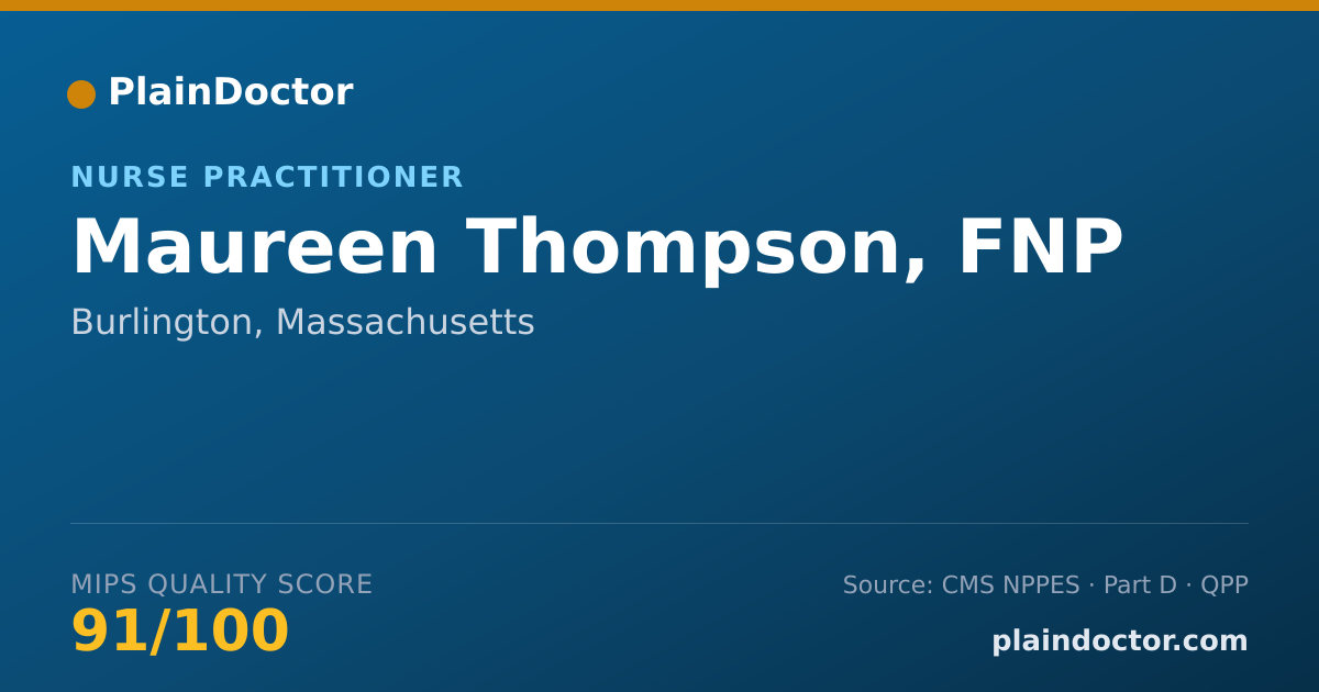Shareable card for Maureen Thompson, FNP - Family Nurse Practitioner, Burlington, MA