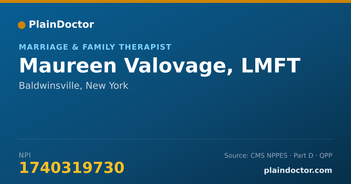 Shareable card for Maureen Valovage, LMFT - Marriage & Family Therapist, Baldwinsville, NY