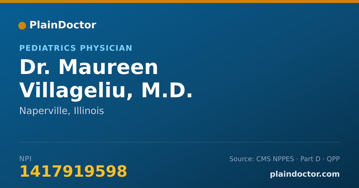 Shareable card for Maureen Villageliu, M.D. - Pediatrics Physician, Naperville, IL