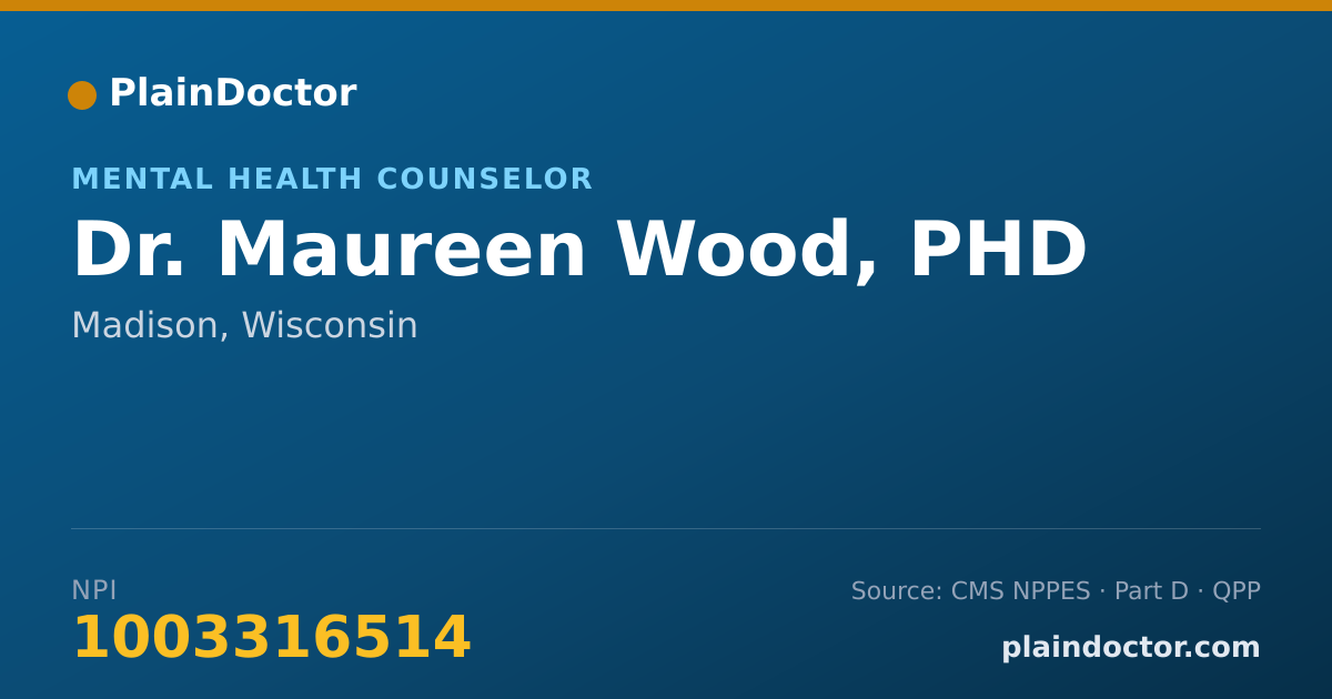 Shareable card for Maureen Wood, PHD - Mental Health Counselor, Madison, WI