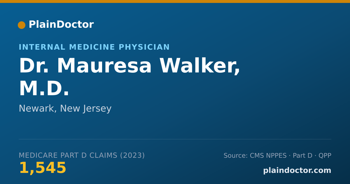 Shareable card for Mauresa Walker, M.D. - Internal Medicine Physician, Newark, NJ