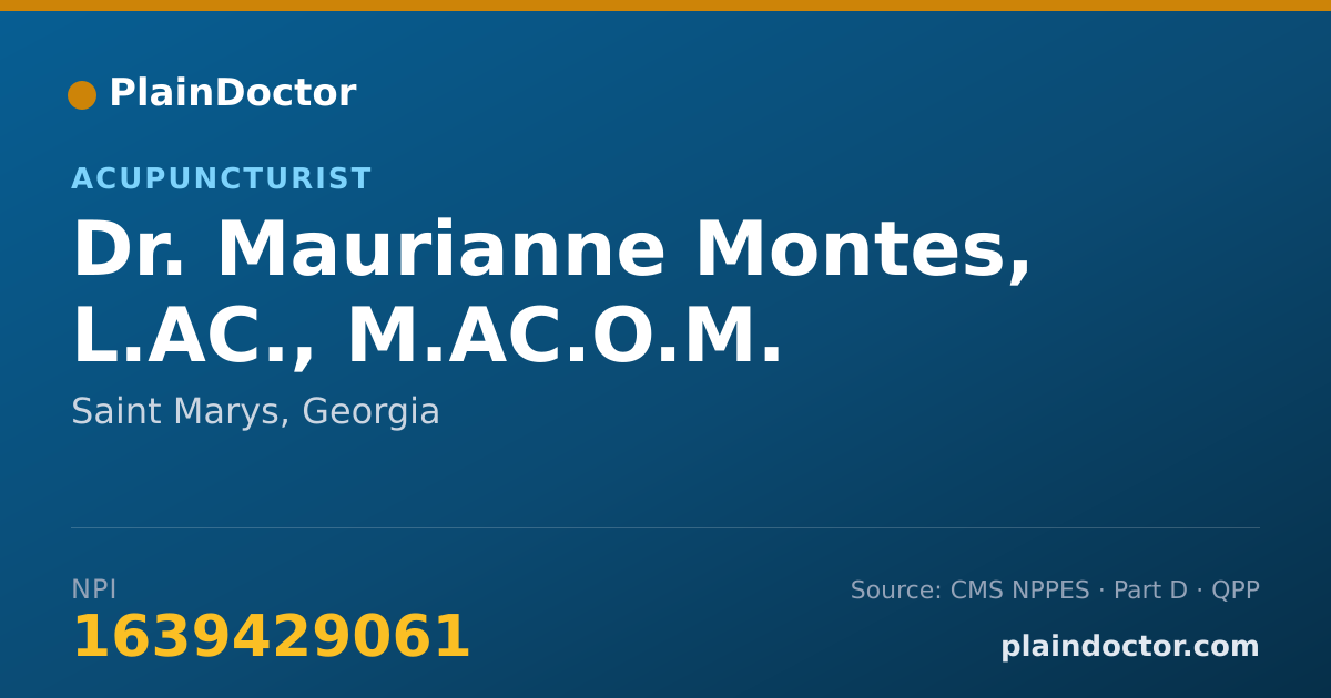 Shareable card for Maurianne Montes, L.AC., M.AC.O.M. - Acupuncturist, Saint Marys, GA