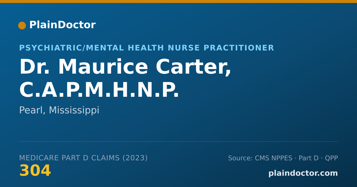 Shareable card for Maurice Carter, C.A.P.M.H.N.P. - Psychiatric/Mental Health Nurse Practitioner, Pearl, MS