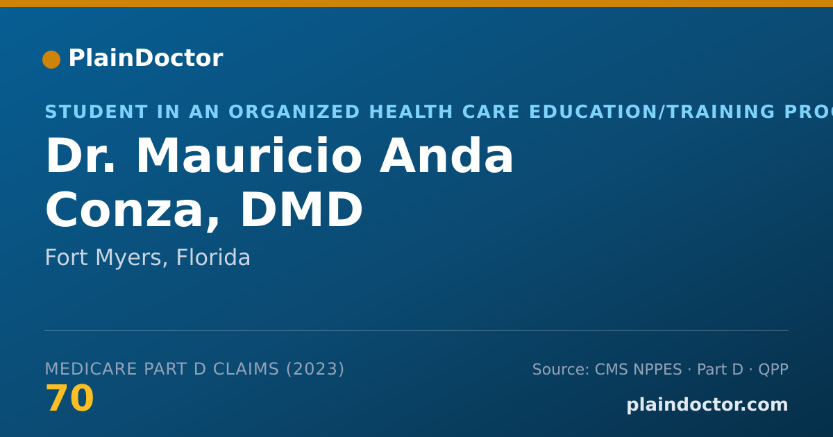 Shareable card for Mauricio Anda Conza, DMD - Student in an Organized Health Care Education/Training Program, Fort Myers, FL
