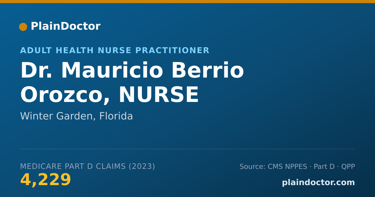 Shareable card for Mauricio Berrio Orozco, NURSE PRACTITIONER - Adult Health Nurse Practitioner, Winter Garden, FL