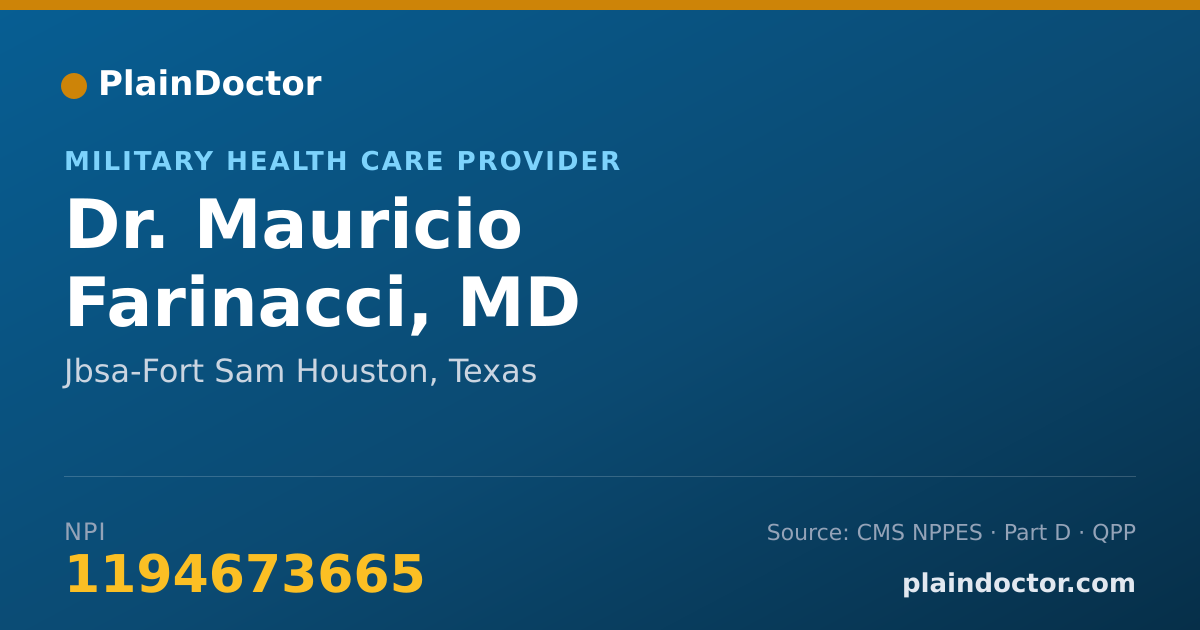 Shareable card for Mauricio Farinacci, MD - Military Health Care Provider, Jbsa-Fort Sam Houston, TX