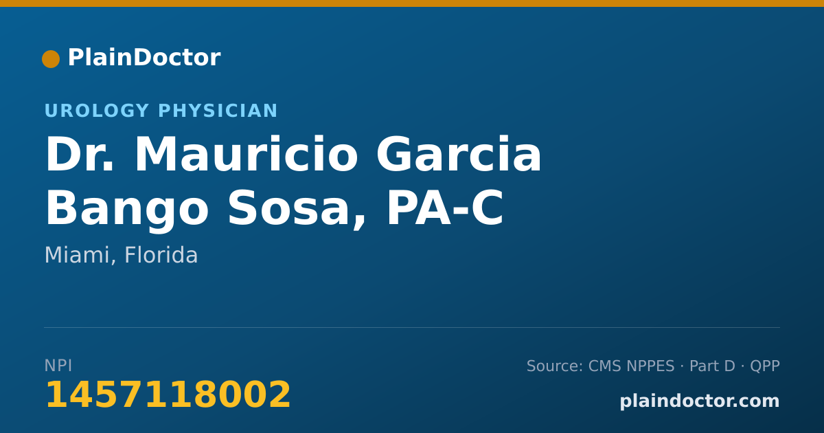 Shareable card for Mauricio Garcia Bango Sosa, PA-C - Urology Physician, Miami, FL